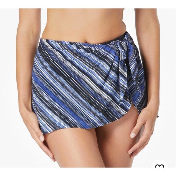Contours by Coco Reef Womens Striped Sarong Swim Bottom Separates Black S - Picture 1 of 5